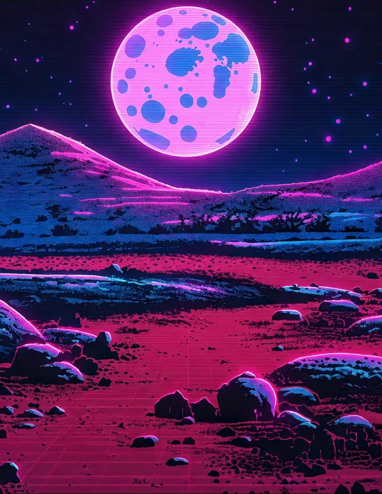 Star Adventure #2 — a lone explorer on a neon horizon